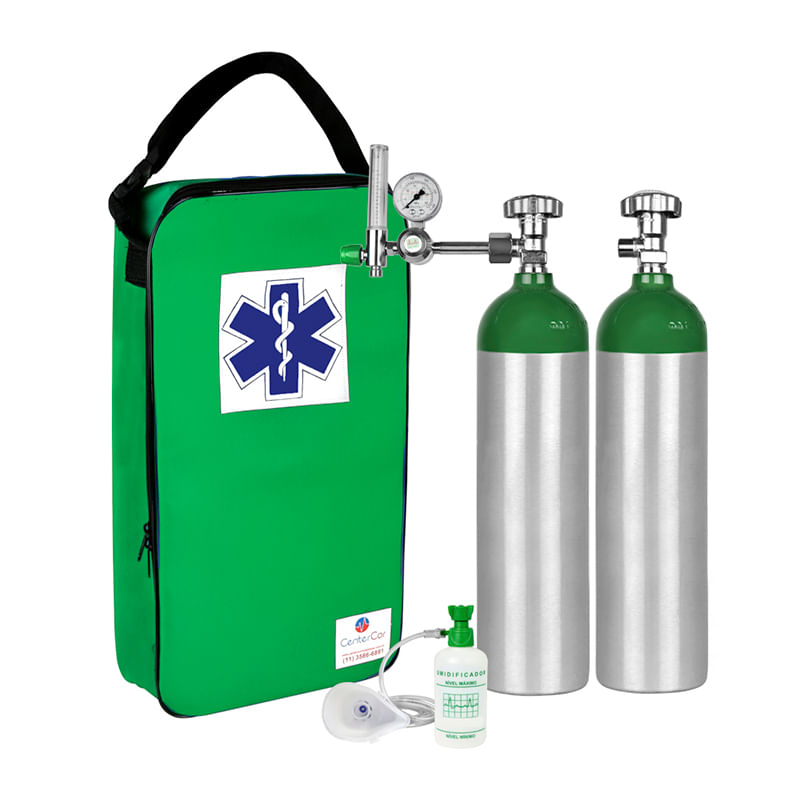 Kit-Oxigenio-3L-2-Cilindros-Bolsa-Verde