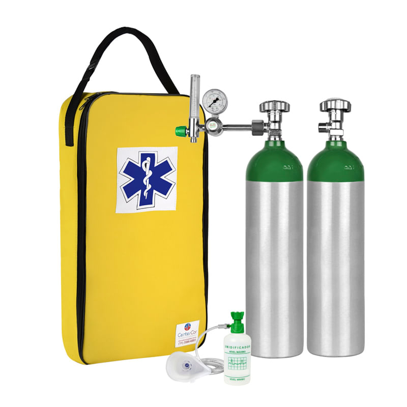 Kit-Oxigenio-3L-2-Cilindros-Bolsa-Amarela