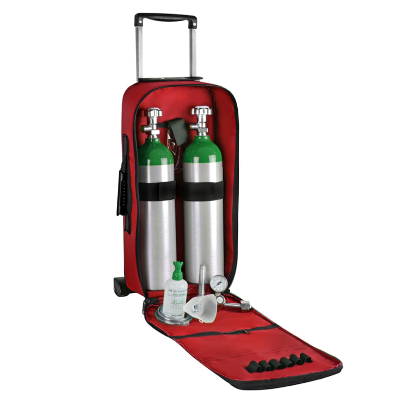 Kit-Oxigenio-3L-2-Cilindros-Bolsa-com-Rodinhas-Vermelha