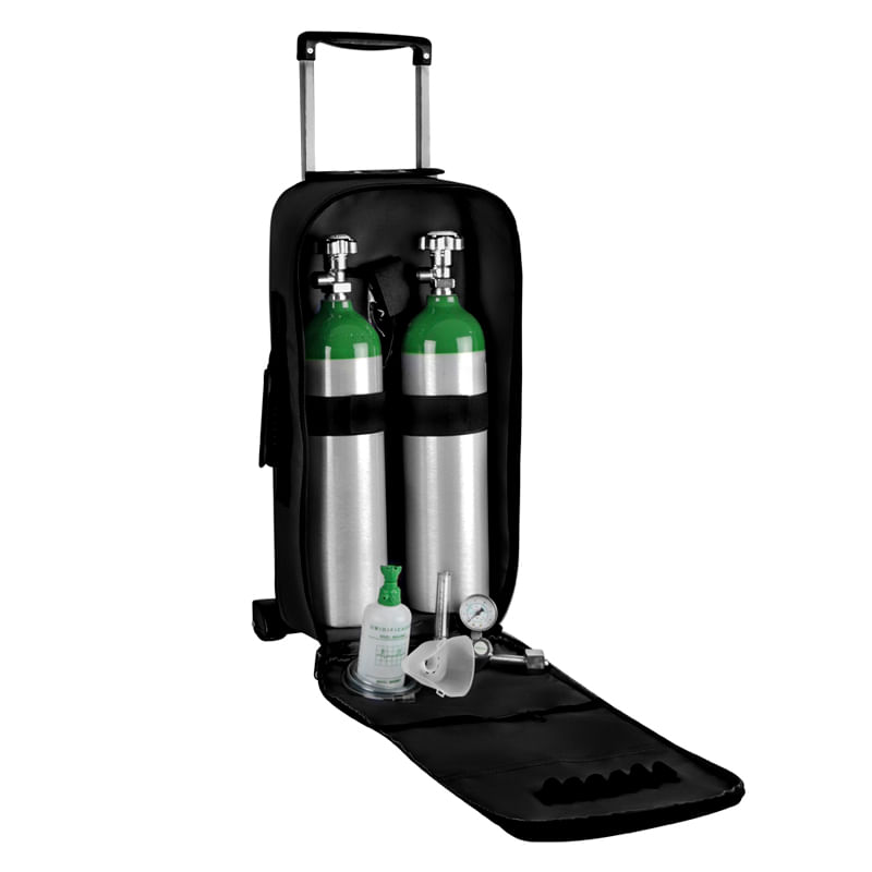 Kit-Oxigenio-3L-2-Cilindros-Bolsa-com-Rodinhas-Preta