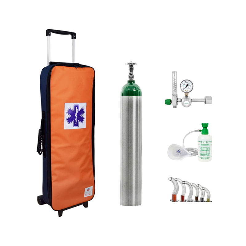 Kit-Oxigenio-5L-Bolsa-Laranja-E-Azul-Com-Rodinhas-Sem-Carga-Valvula-com-Fluxometro