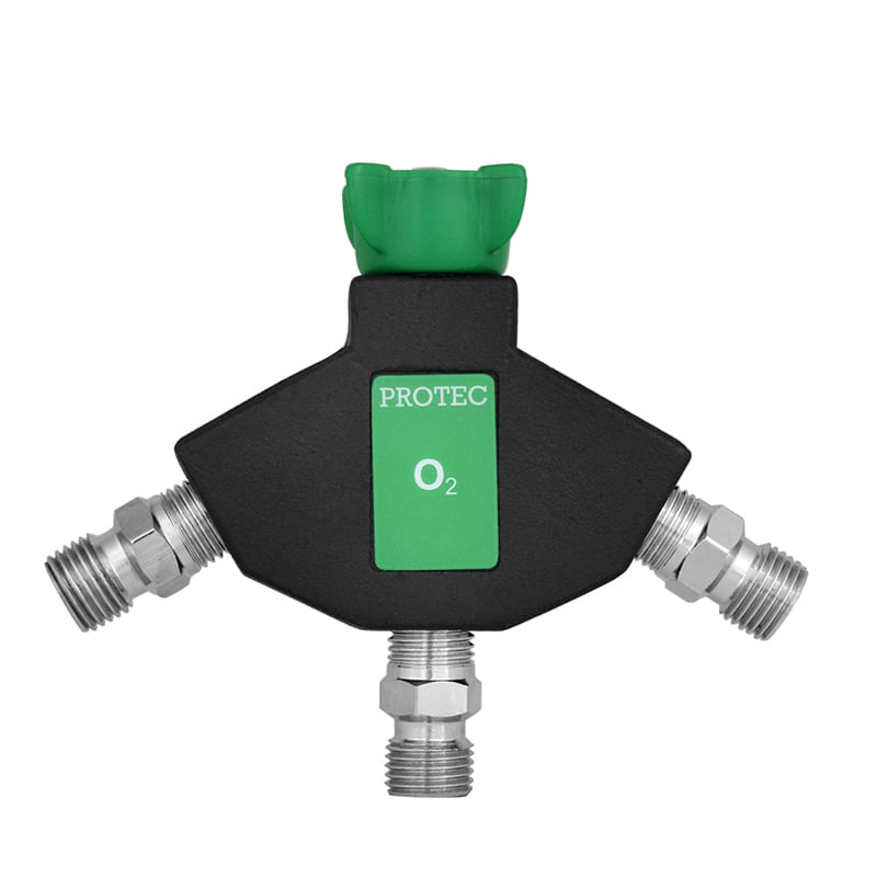 Tomada-Tripla-com-Valvula-de-Impacto-para-Oxigenio